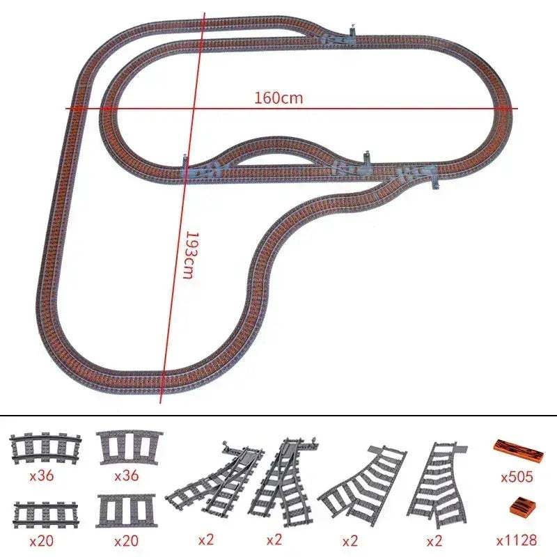 LEGO Compatible Train Tracks Set for Creative City Builds - ToylandEU