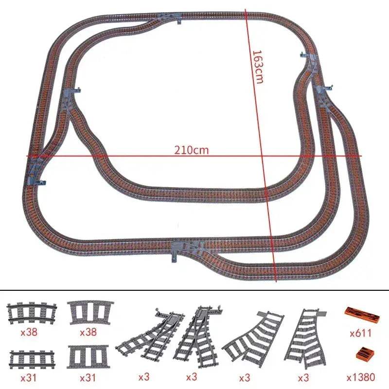 LEGO Compatible Train Tracks Set for Creative City Builds - ToylandEU