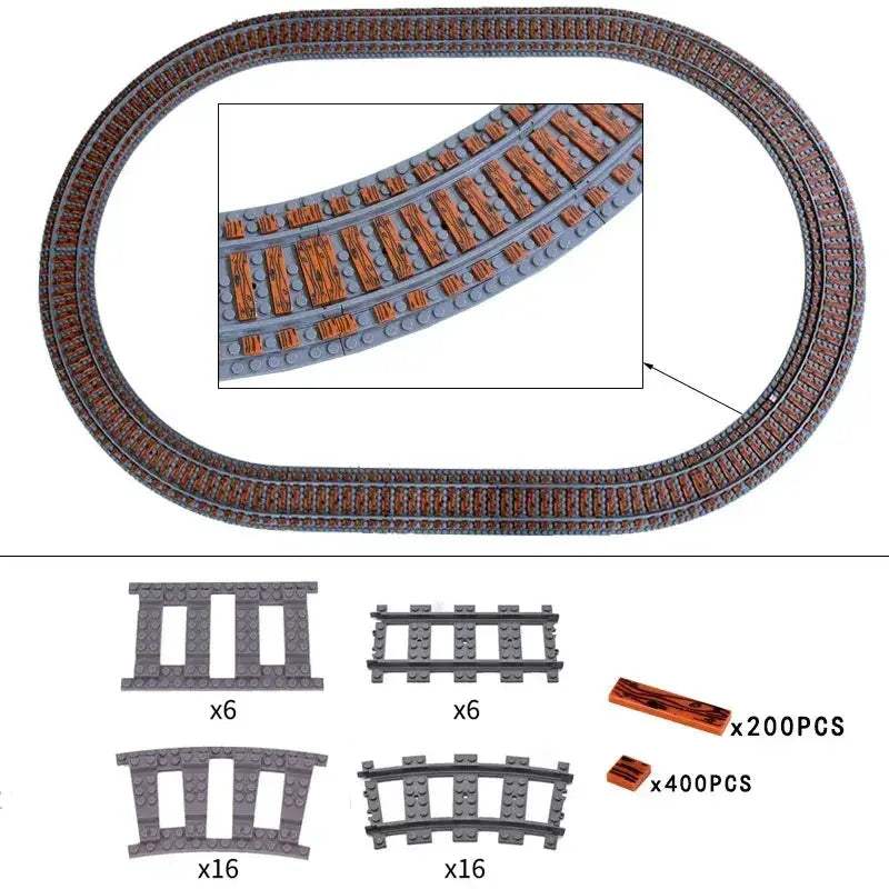 LEGO Compatible Train Tracks Set for Creative City Builds - ToylandEU