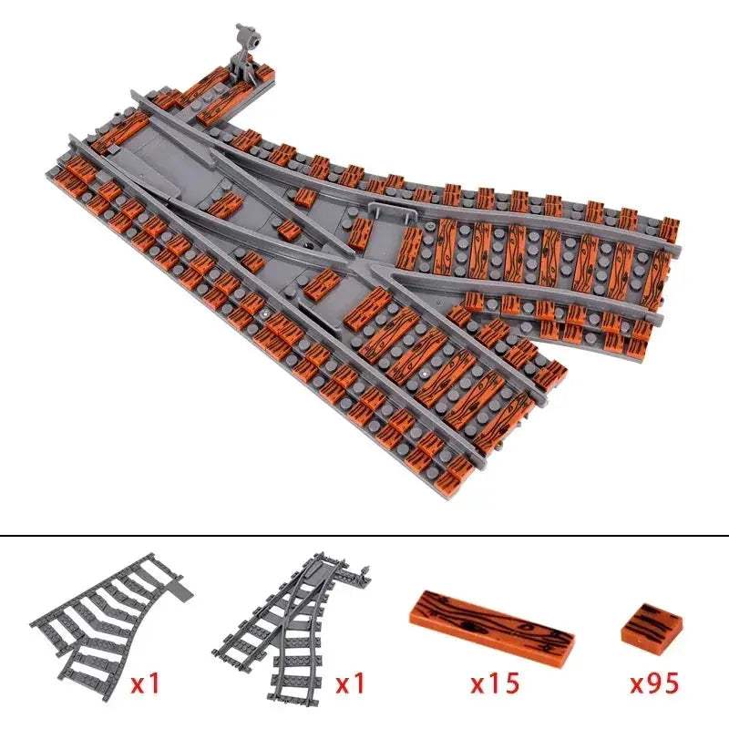 LEGO Compatible Train Tracks Set for Creative City Builds - ToylandEU