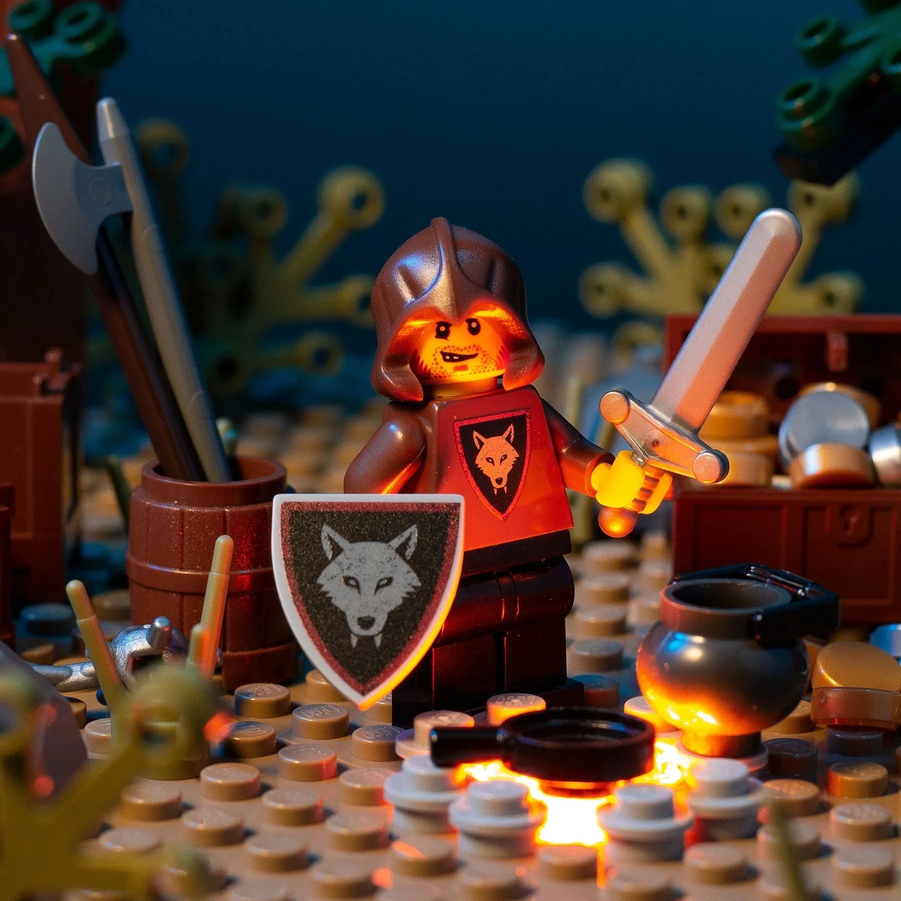 LEGO Figure Castle Wolfpack Bandit With Sword Custom Printed Authentic LEGO Parts - ToylandEU