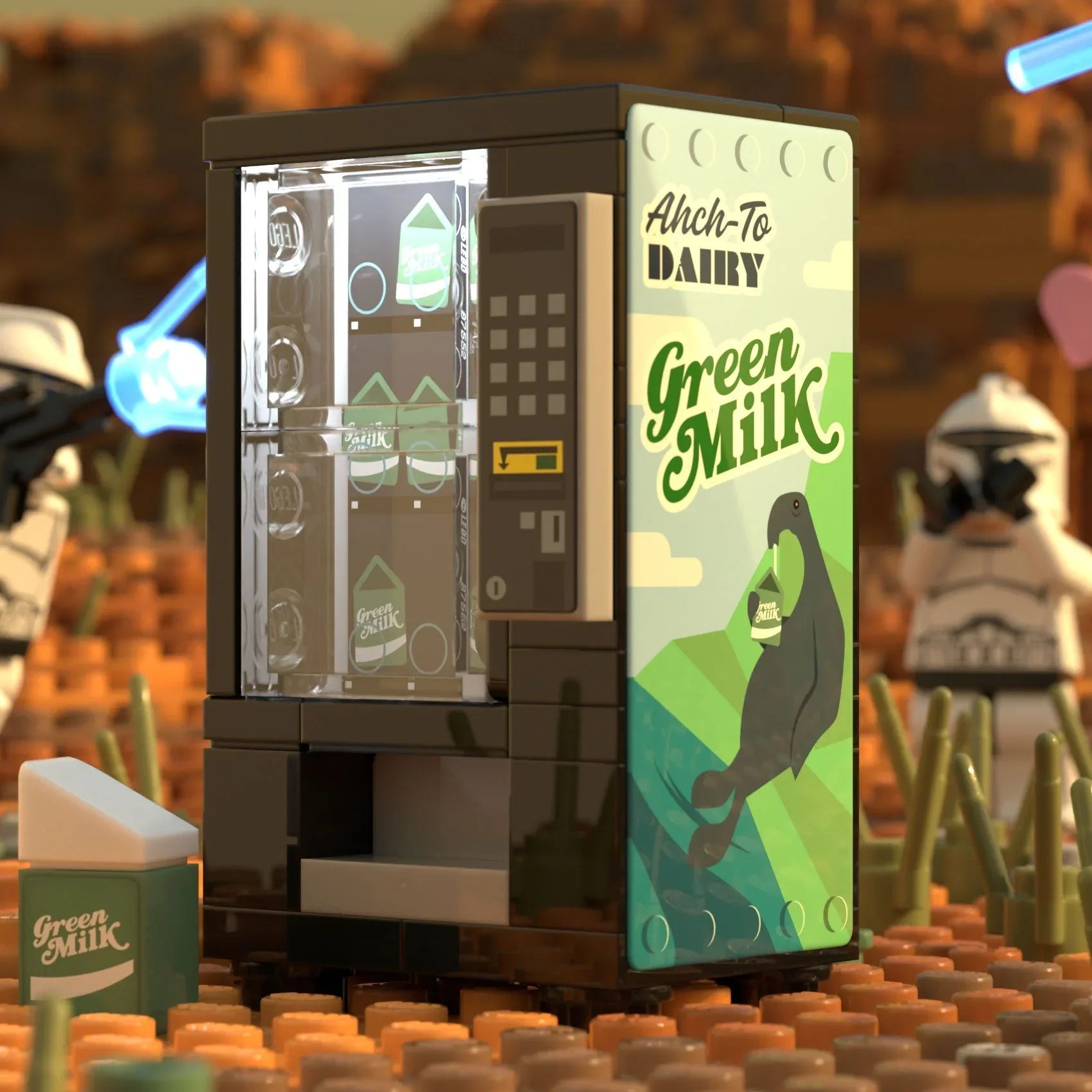 LEGO Green Milk Vending Machine Building Set With Custom Carton - ToylandEU