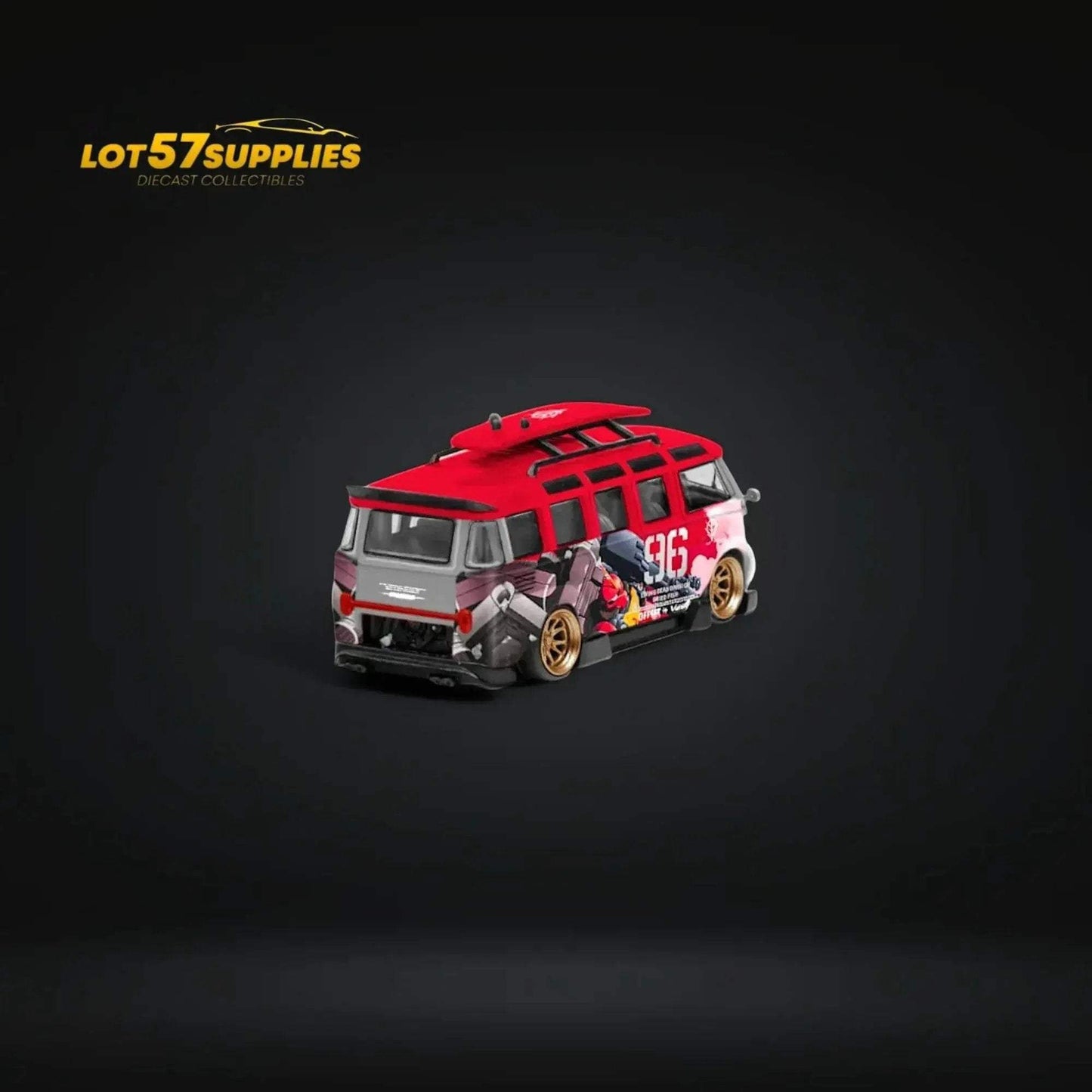 LF Model Volkswagen T1 Kombi WideBody with Surfboard in Akiba #96 Livery 1:64 - ToylandEU