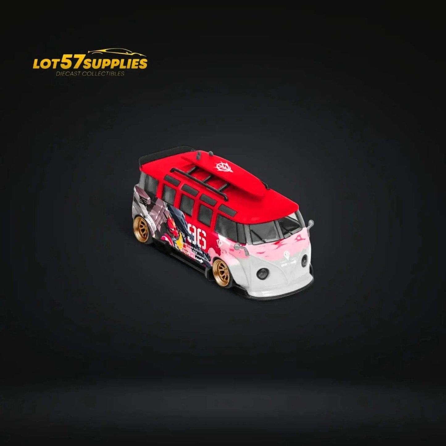 LF Model Volkswagen T1 Kombi WideBody with Surfboard in Akiba #96 Livery 1:64 - ToylandEU