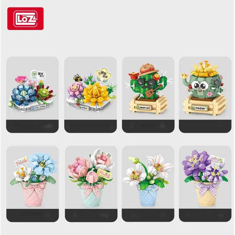 LOZ plant series rose sunflower succulent cactus model assembly girl Valentine's Day building blocks toy flower gift - ToylandEU