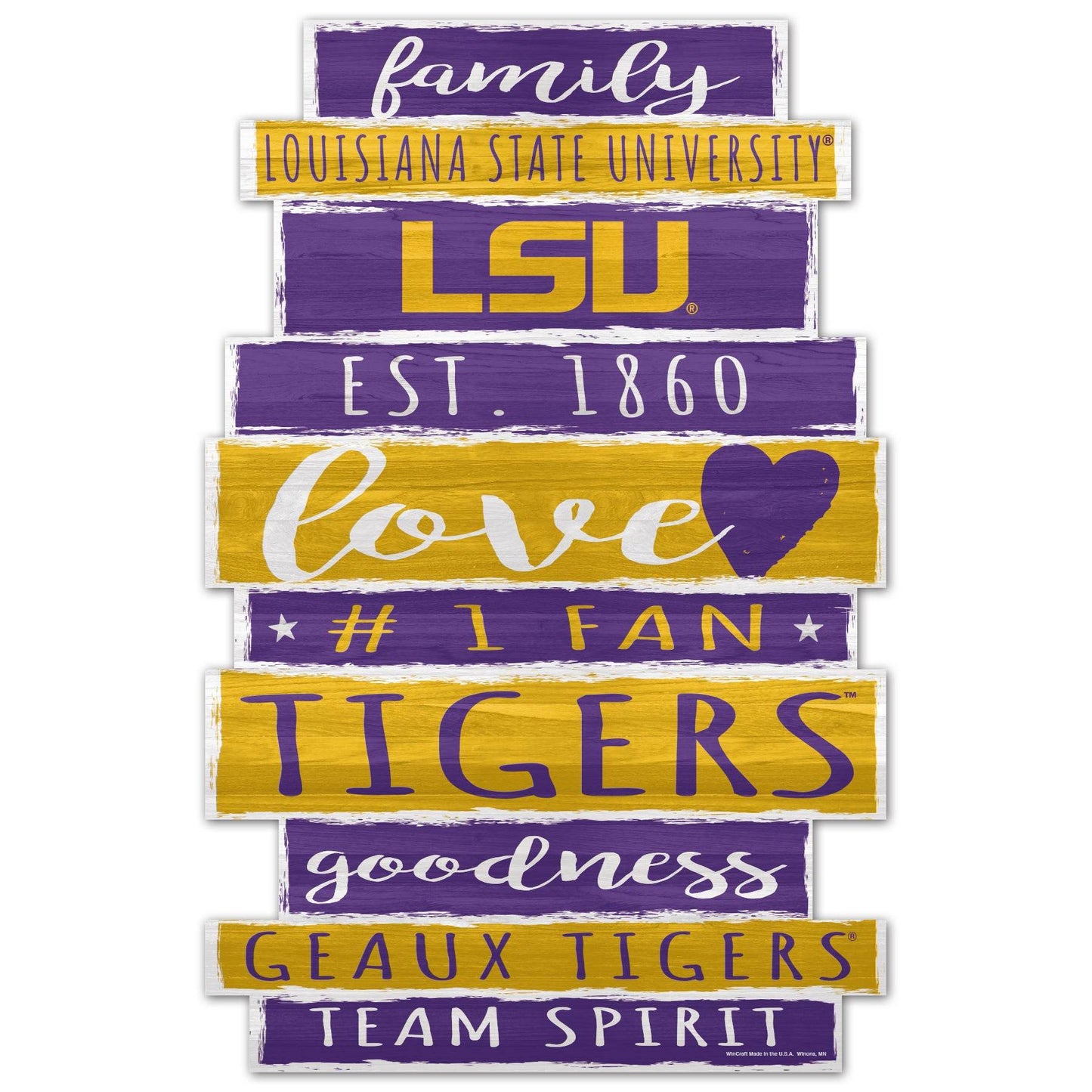 LSU Tigers 11x17 Wood Family Word Sign Decor Display - ToylandEU