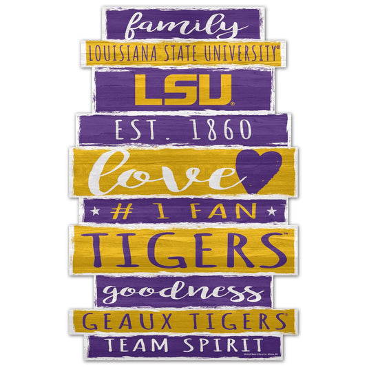 LSU Tigers 11x17 Wood Family Word Sign Decor Display - ToylandEU