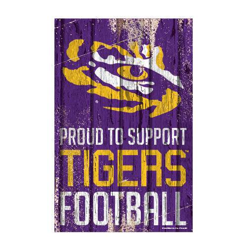 LSU Tigers 11x17 Wood Sign Proud To Support Team Colors - ToylandEU
