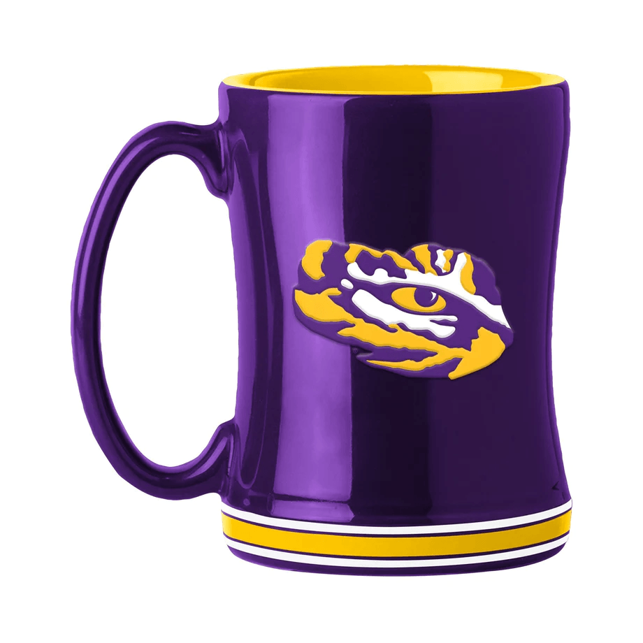 LSU Tigers 14 Oz Sculpted Relief Ceramic Coffee Mug Color - ToylandEU