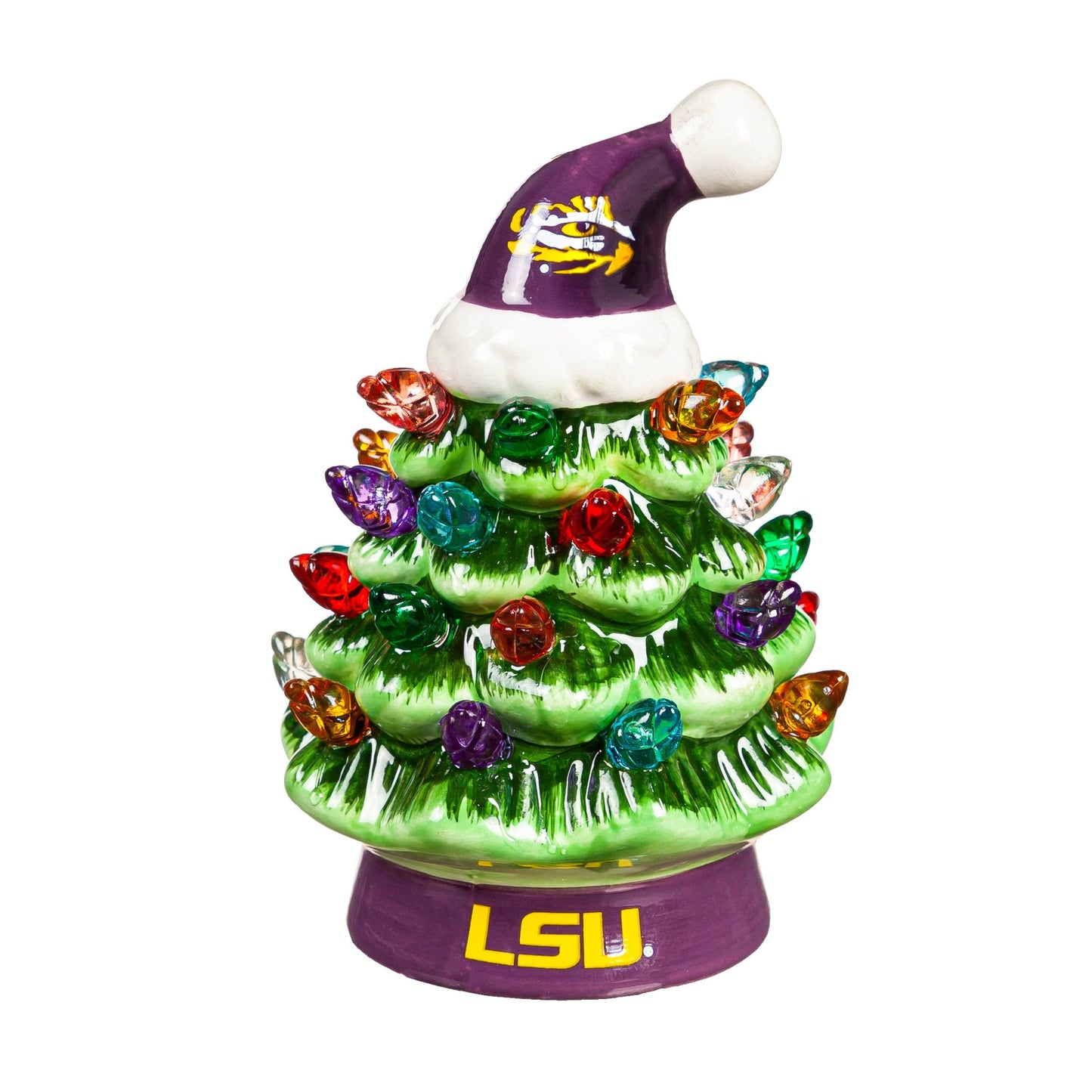 LSU Tigers 4 Inch LED Tabletop Christmas Tree Santa Hat - ToylandEU