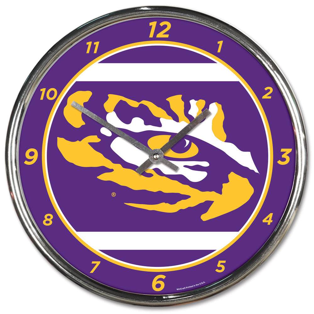 LSU Tigers Chrome Round Wall Clock for Fans and Collectors - ToylandEU