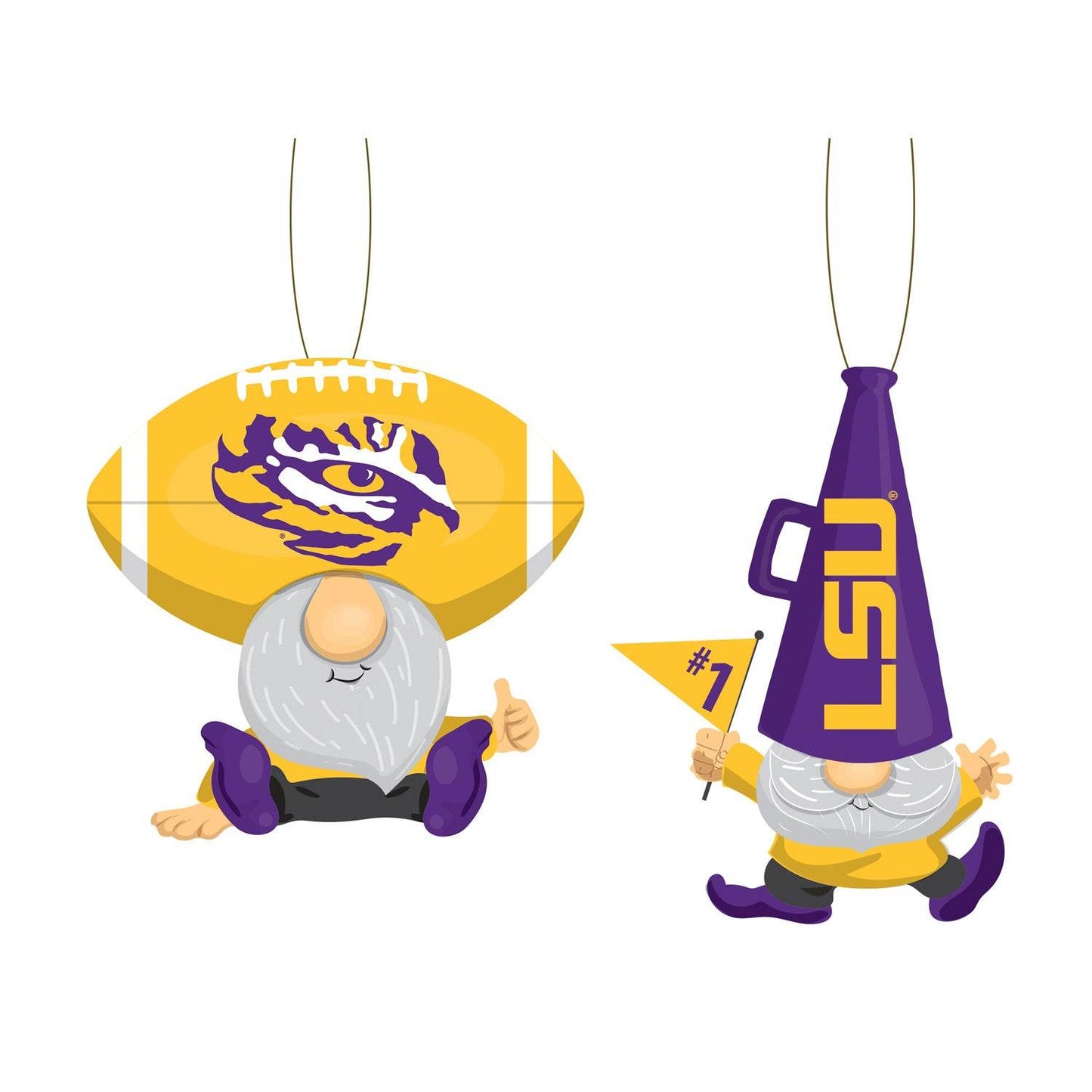 LSU Tigers Ornament Gnome Fans 2 Pack Decor Poly Resin - ToylandEU