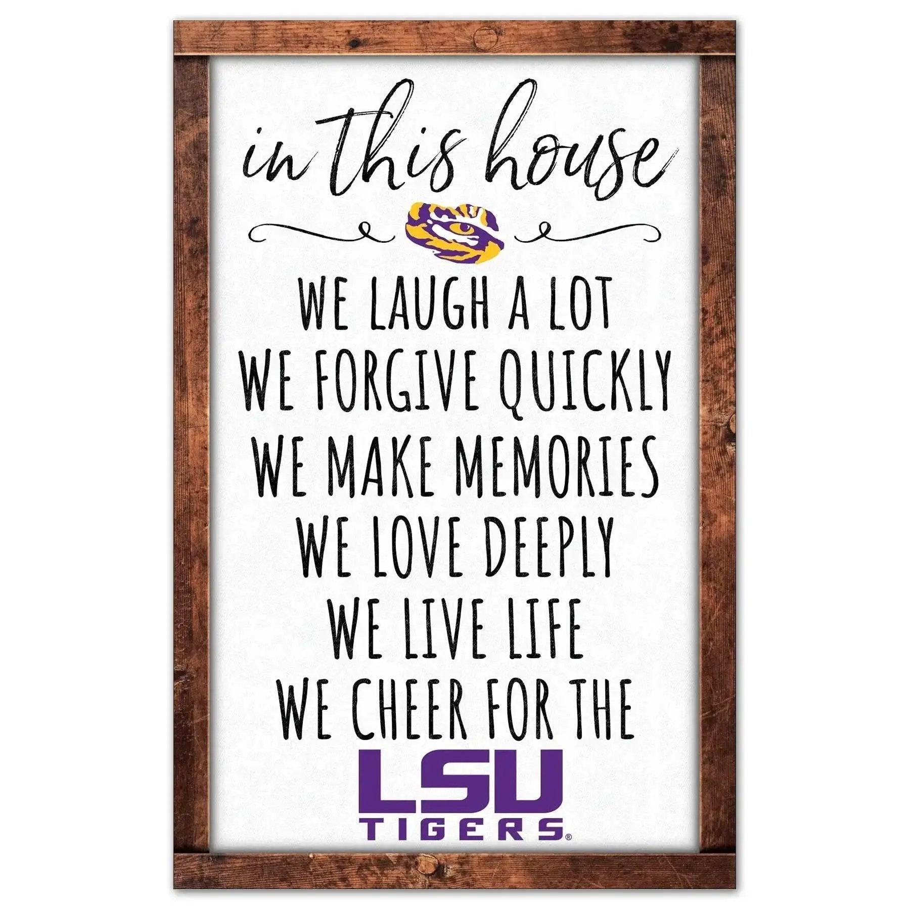  LSU Tigers Sign 11x17 Wood Wall Decor In This House -  ToylandEU™