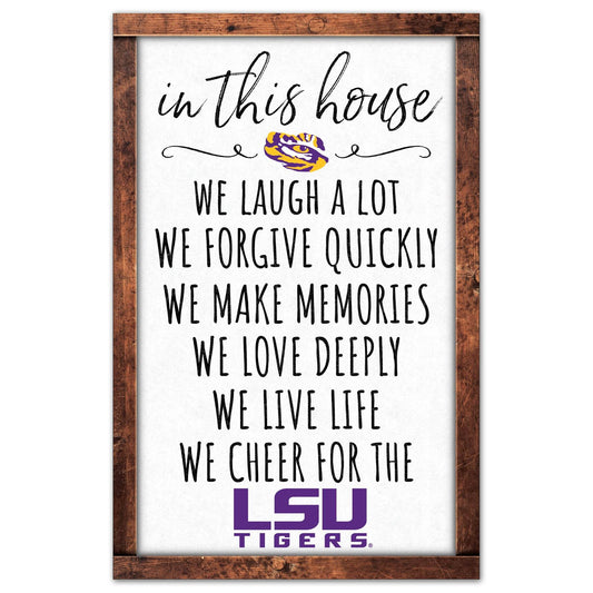 LSU Tigers Sign 11x17 Wood Wall Decor In This House - ToylandEU