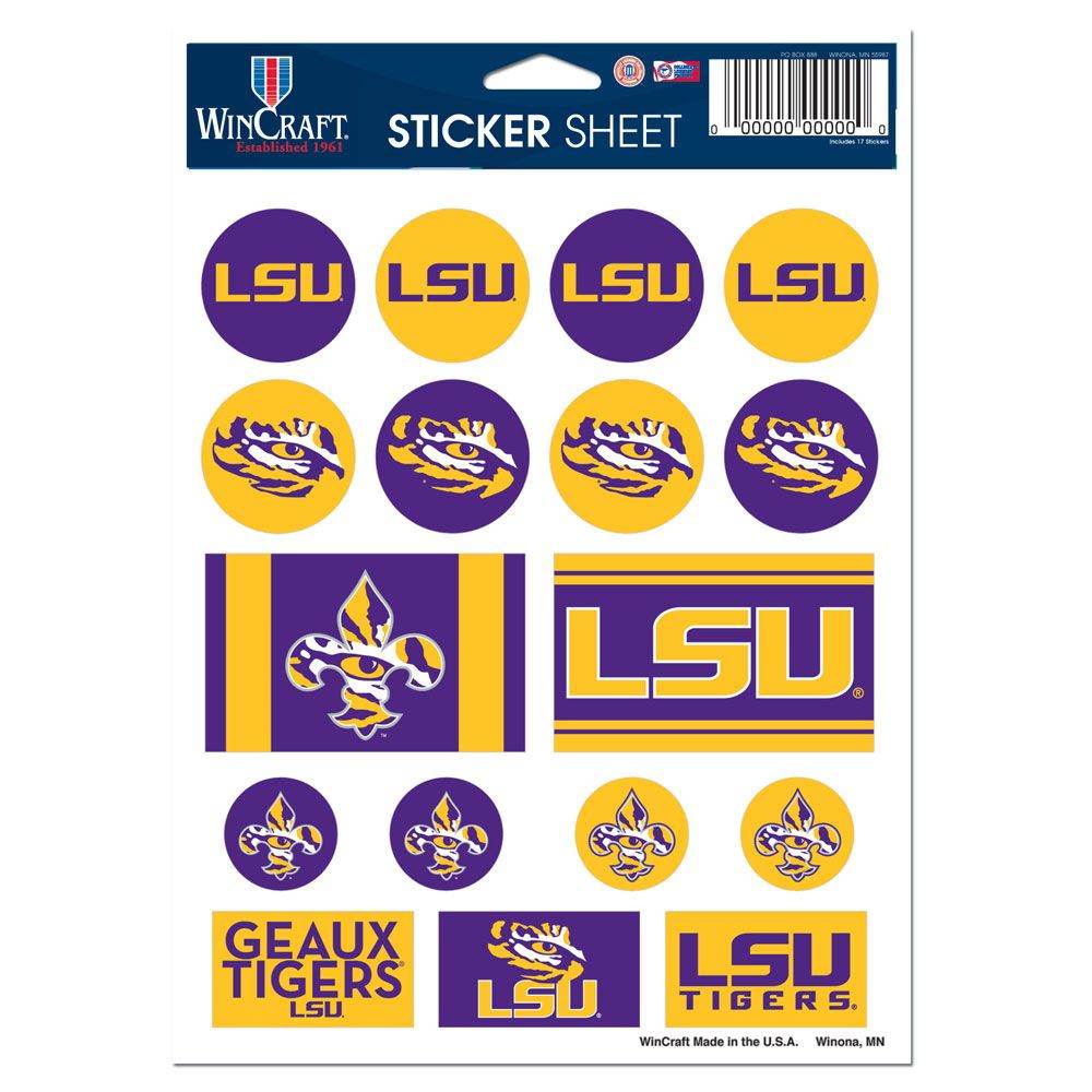 LSU Tigers Vinyl Decal Sheet 5X7 Official Wincraft Fanatics - ToylandEU