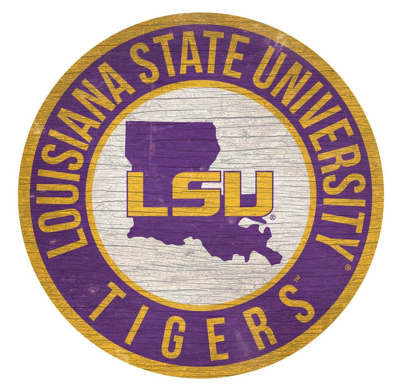 LSU Tigers Wood Sign 12 Inch Round State Design USA - ToylandEU