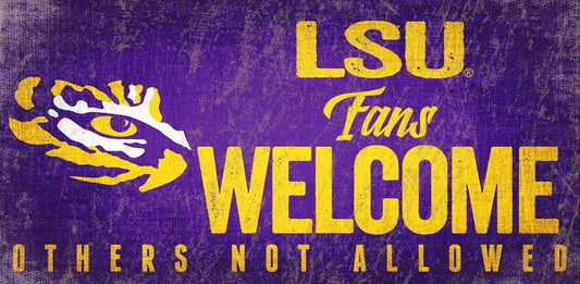 LSU Tigers Wood Sign 12x6 Fans Welcome Design Special Order - ToylandEU