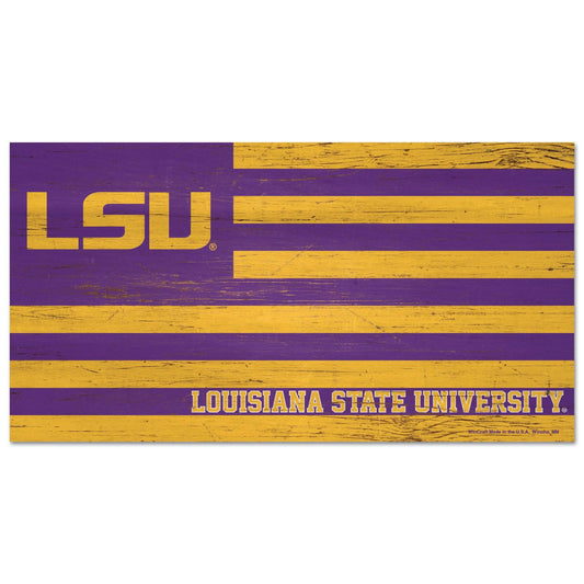 LSU Tigers Wood Sign Flag 9x17 Wall Decor For Home Use - ToylandEU