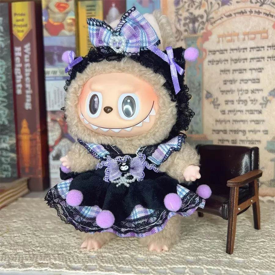 Labubu Clothes Outfit Accessories for 17cm Labubu V2 V1 Idol Doll Fashion Cute Striped Cosplay Dress - ToylandEU