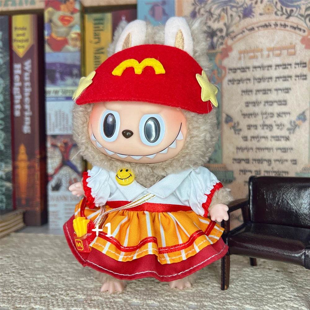 Labubu Clothes Outfit Accessories for 17cm Labubu V2 V1 Idol Doll Fashion Cute Striped Cosplay Dress - ToylandEU