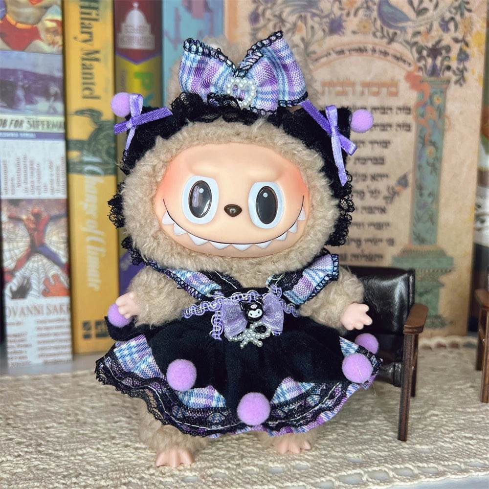 Labubu Clothes Outfit Accessories for 17cm Labubu V2 V1 Idol Doll Fashion Cute Striped Cosplay Dress - ToylandEU