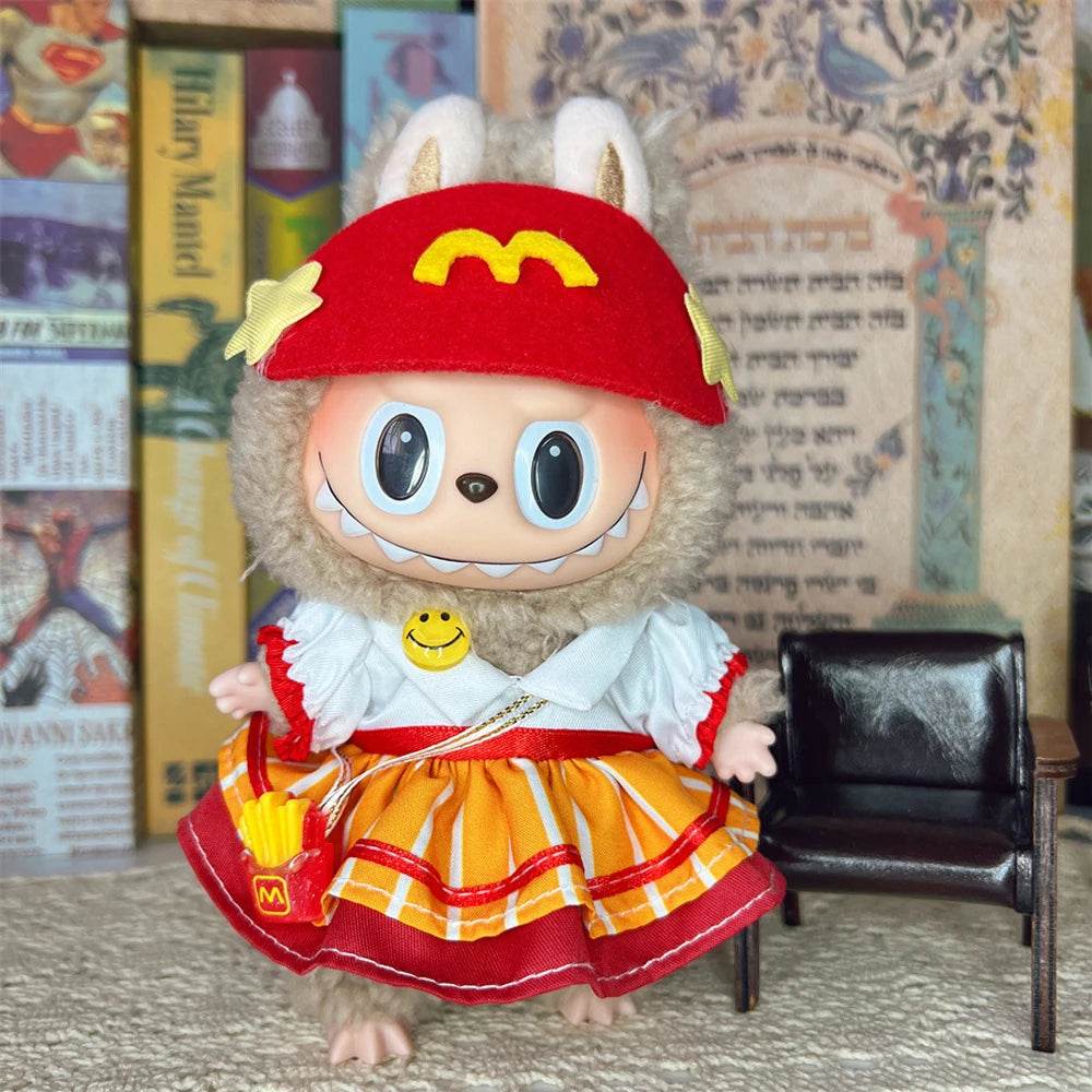 Labubu Clothes Outfit Accessories for 17cm Labubu V2 V1 Idol Doll Fashion Cute Striped Cosplay Dress - ToylandEU