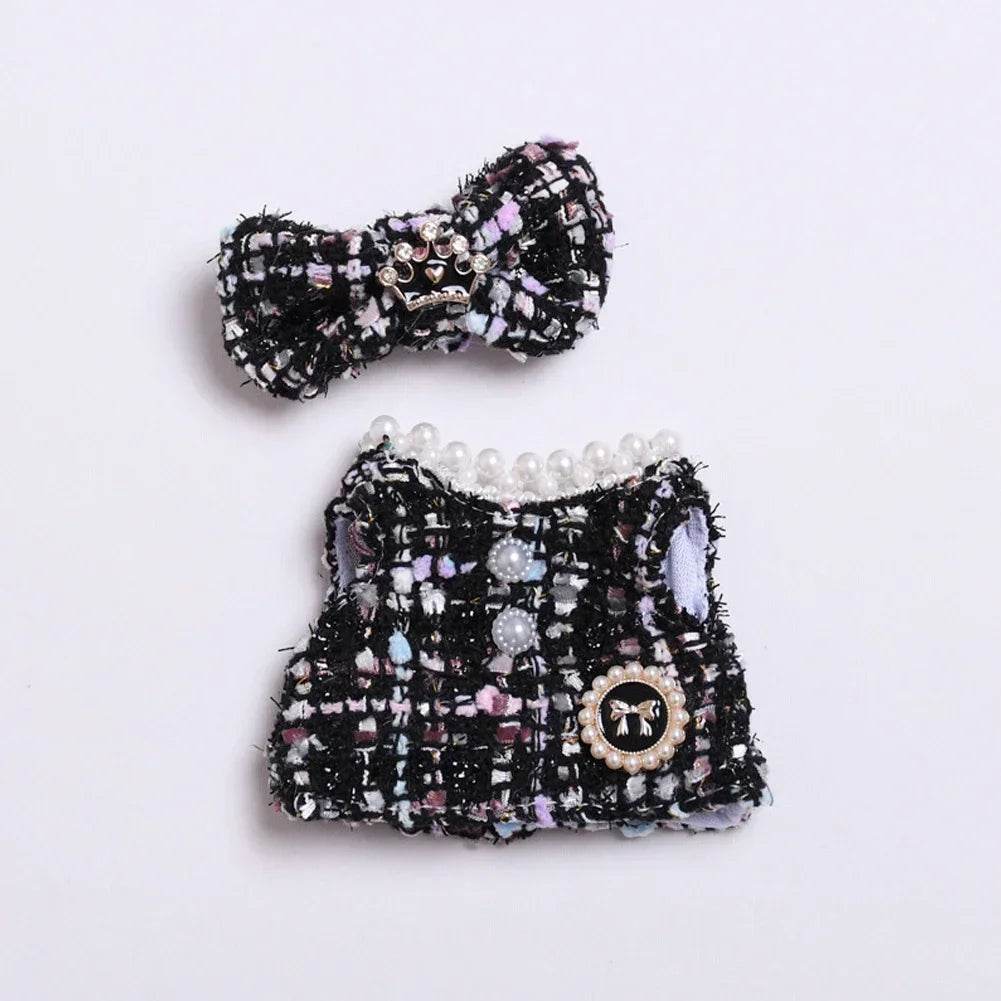 Labubu Doll Clothes 17 Cm Sitting Party Outfit Black Edge Rabbit Ear Strap Skirt Cute Accessories - ToylandEU