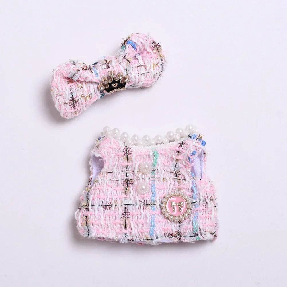 Labubu Doll Clothes 17 Cm Sitting Party Outfit Black Edge Rabbit Ear Strap Skirt Cute Accessories - ToylandEU