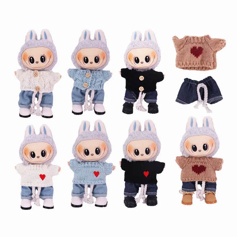 Labubu Doll Clothes Accessory Sweater Denim Shorts Set Dress Up - ToylandEU