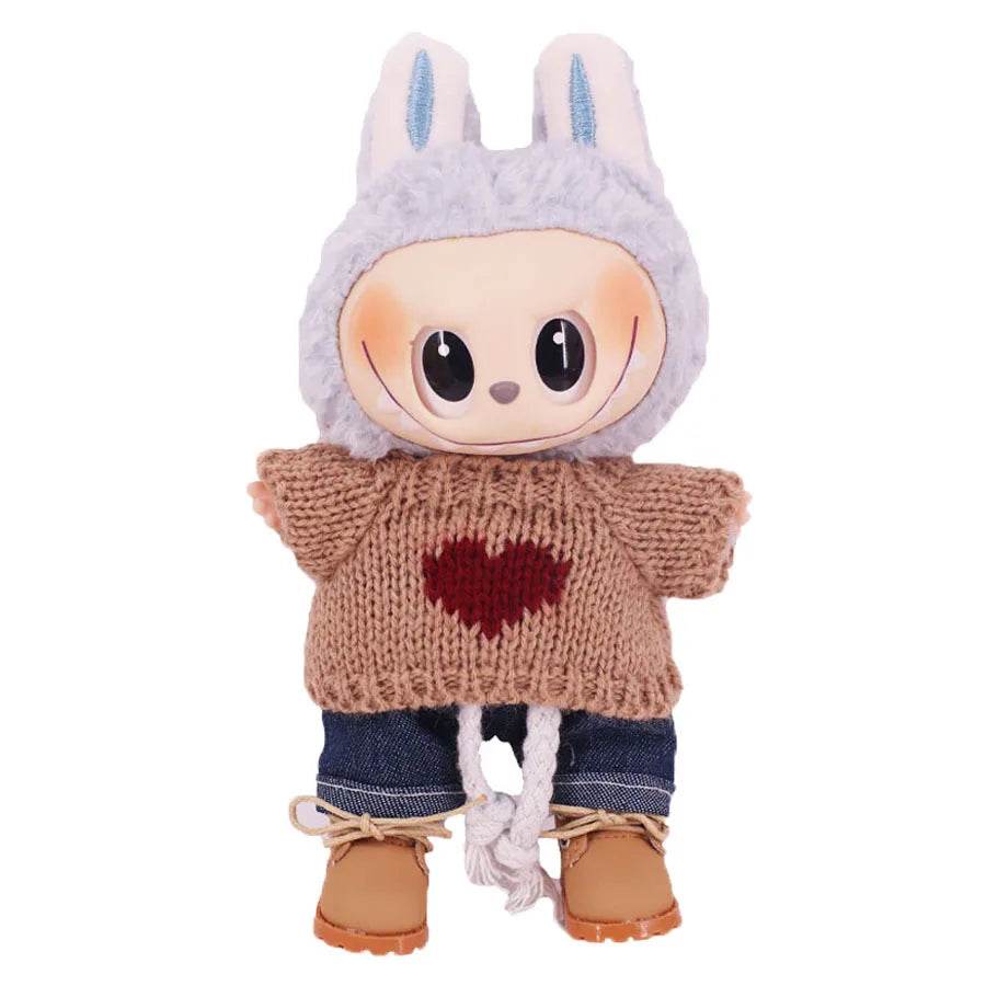 Labubu Doll Clothes Accessory Sweater Denim Shorts Set Dress Up - ToylandEU