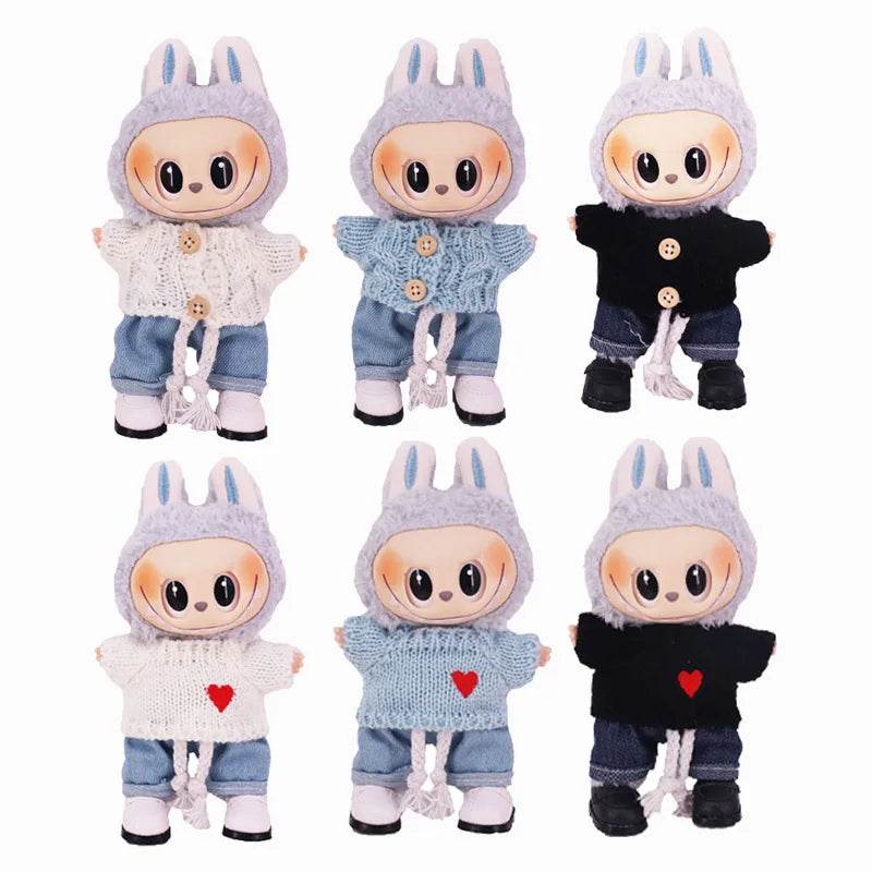 Labubu Doll Clothes Accessory Sweater Denim Shorts Set Dress Up - ToylandEU