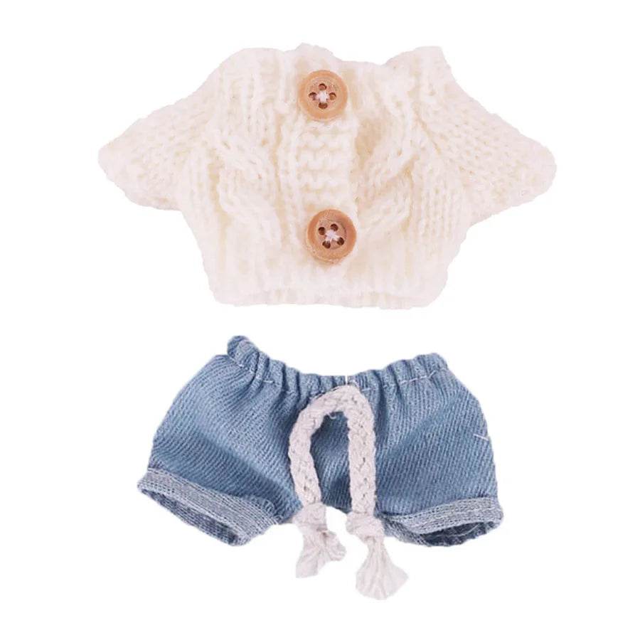 Labubu Doll Clothes Accessory Sweater Denim Shorts Set Dress Up - ToylandEU