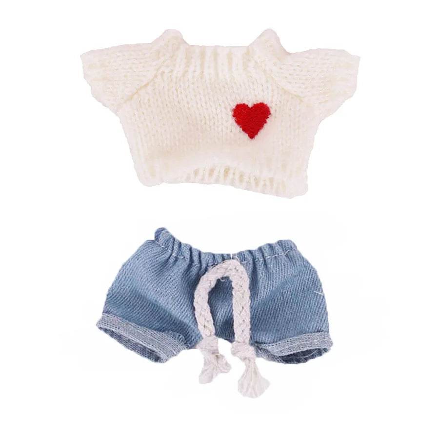 Labubu Doll Clothes Accessory Sweater Denim Shorts Set Dress Up - ToylandEU