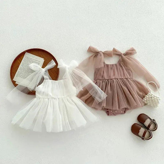  Lace Sleeveless Baby Girl Dress Mesh Bodice Cotton Comfort -  ToylandEU™