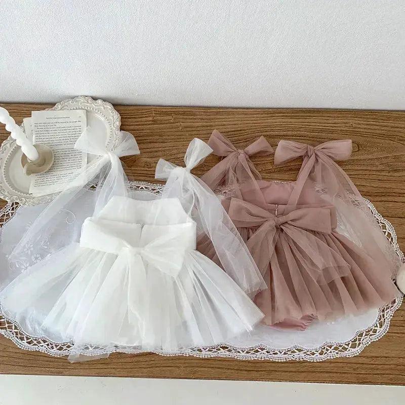  Lace Sleeveless Baby Girl Dress Mesh Bodice Cotton Comfort -  ToylandEU™