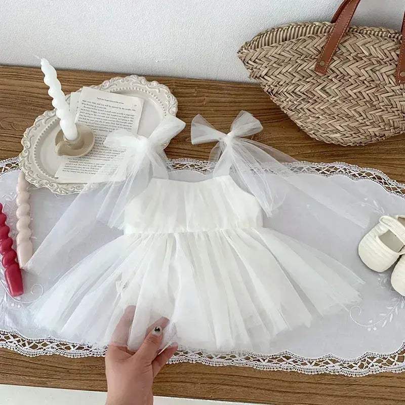 Lace Sleeveless Baby Girl Dress With Mesh Bodice For Party - ToylandEU