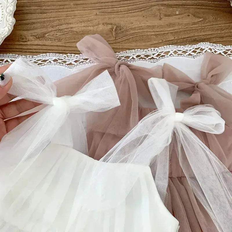 Lace Sleeveless Baby Girl Dress With Mesh Bodice For Party - ToylandEU