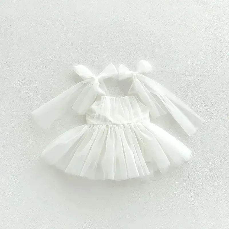 Lace Sleeveless Baby Girl Dress With Mesh Bodice For Party - ToylandEU