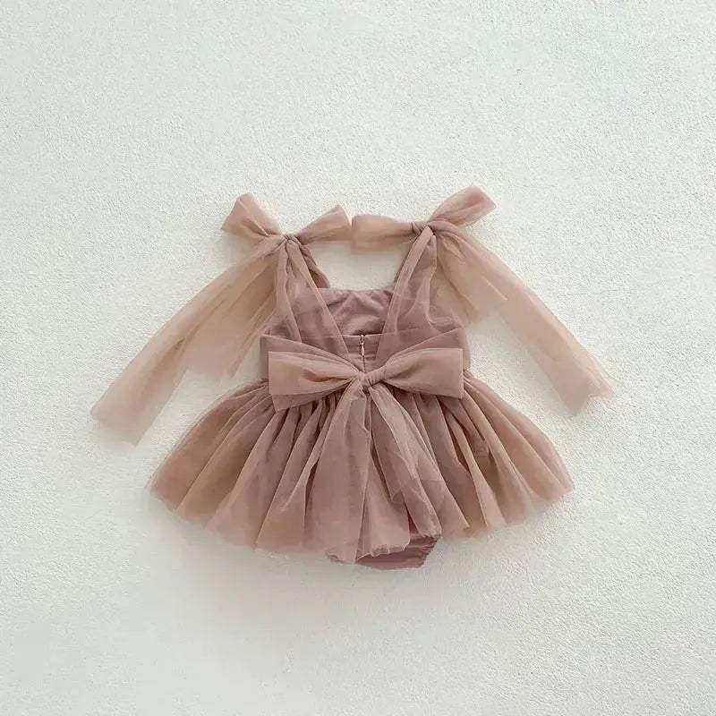 Lace Sleeveless Baby Girl Dress With Mesh Bodice For Party - ToylandEU