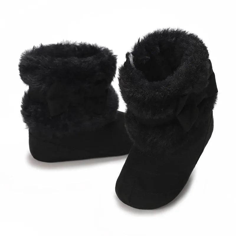 Adorable Fleece-Lined Bowknot Boots for Baby Girls - Cozy Indoor Footwear for Autumn and Winter -  ToylandEU™