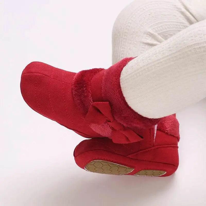  Adorable Fleece-Lined Bowknot Boots for Baby Girls - Cozy Indoor Footwear for Autumn and Winter -  ToylandEU™