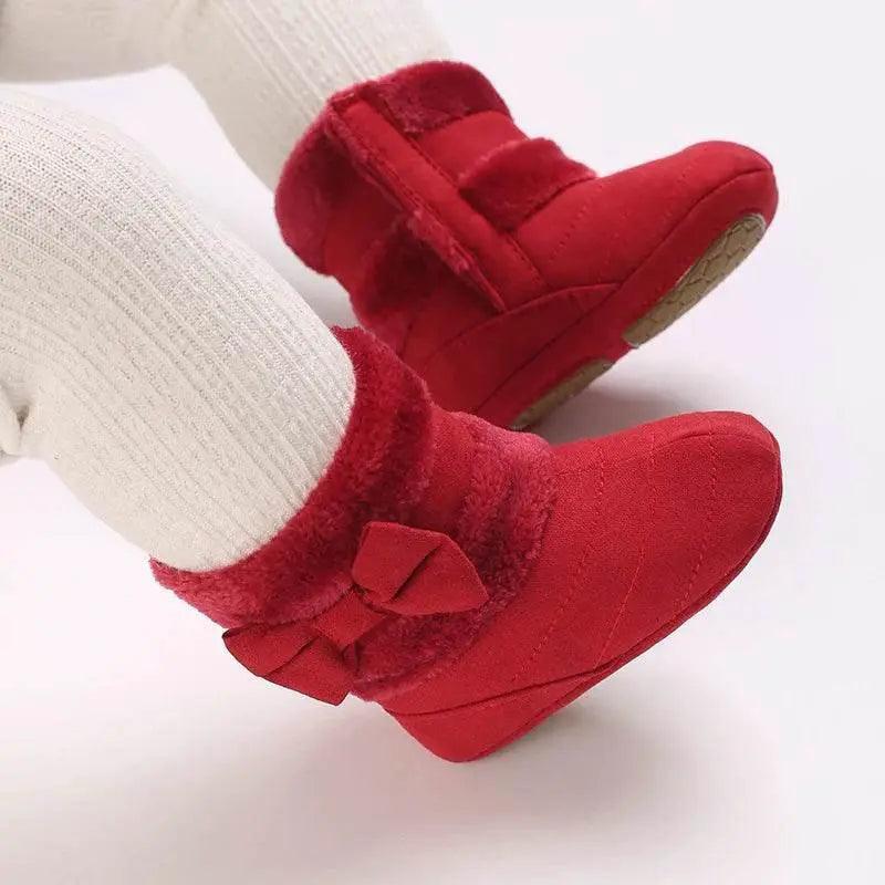  Adorable Fleece-Lined Bowknot Boots for Baby Girls - Cozy Indoor Footwear for Autumn and Winter -  ToylandEU™