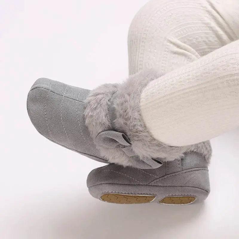  Adorable Fleece-Lined Bowknot Boots for Baby Girls - Cozy Indoor Footwear for Autumn and Winter -  ToylandEU™