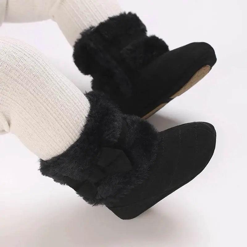  Adorable Fleece-Lined Bowknot Boots for Baby Girls - Cozy Indoor Footwear for Autumn and Winter -  ToylandEU™