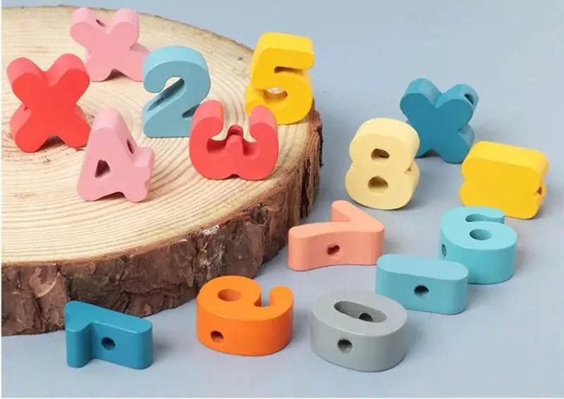  Kids Montessori Wooden Lacing Toy Bead Set For Children Cartoon Animals Fruit Letters Threading -  ToylandEU™