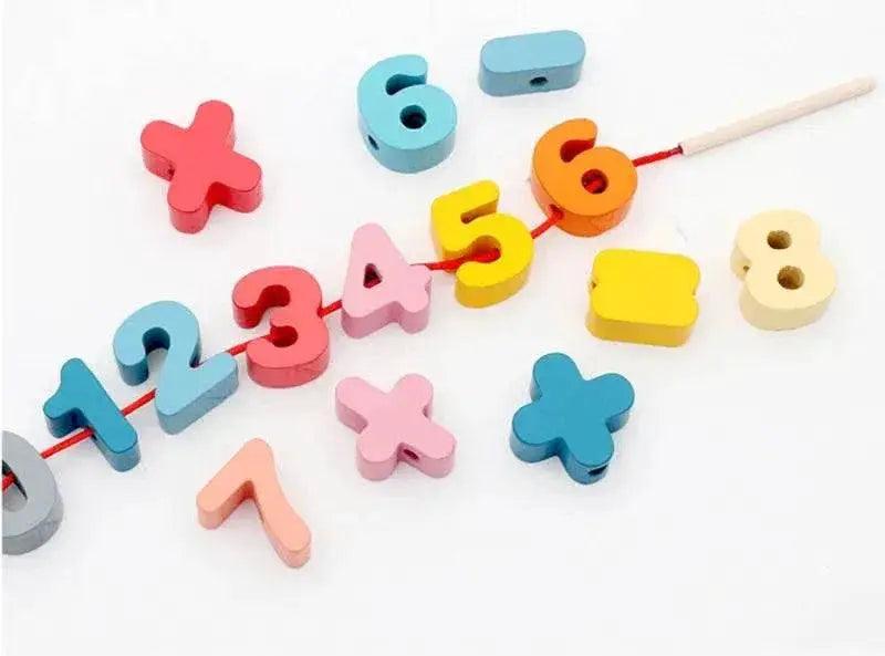  Kids Montessori Wooden Lacing Toy Bead Set For Children Cartoon Animals Fruit Letters Threading -  ToylandEU™