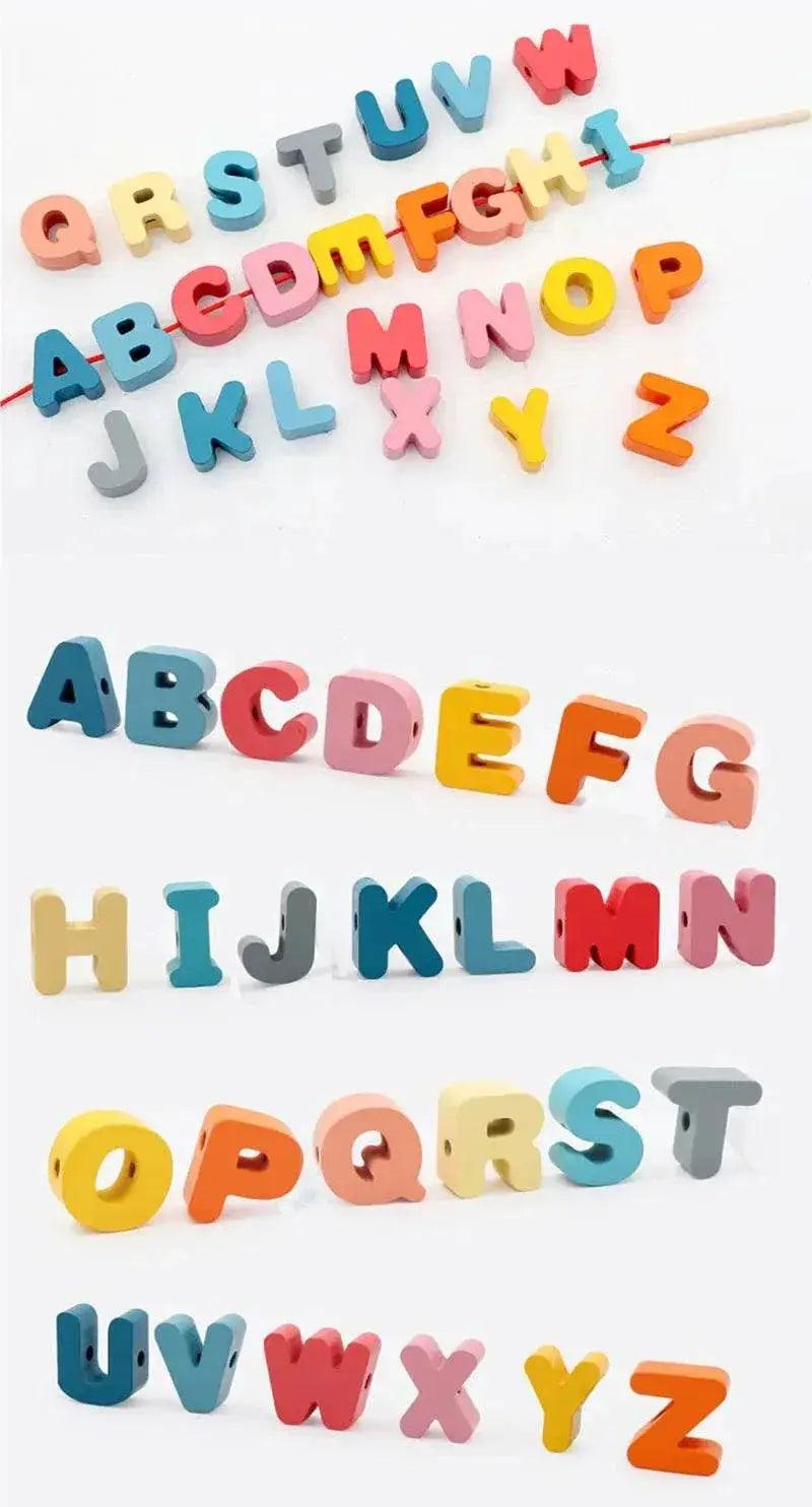  Kids Montessori Wooden Lacing Toy Bead Set For Children Cartoon Animals Fruit Letters Threading -  ToylandEU™