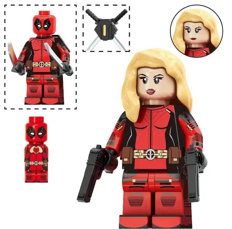 Standard LEGO Compatible Figure Lady Red Mercenary, ABS Plastic, 100% Compatible - ToylandEU