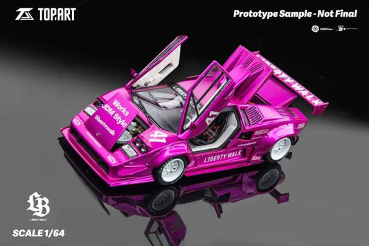Lamborghini Countach Diecast 1:64 LBWK Widebody Flash Pink White - ToylandEU