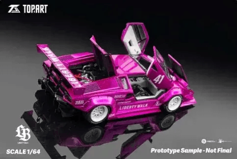 Lamborghini Countach Diecast 1:64 LBWK Widebody Flash Pink White - ToylandEU